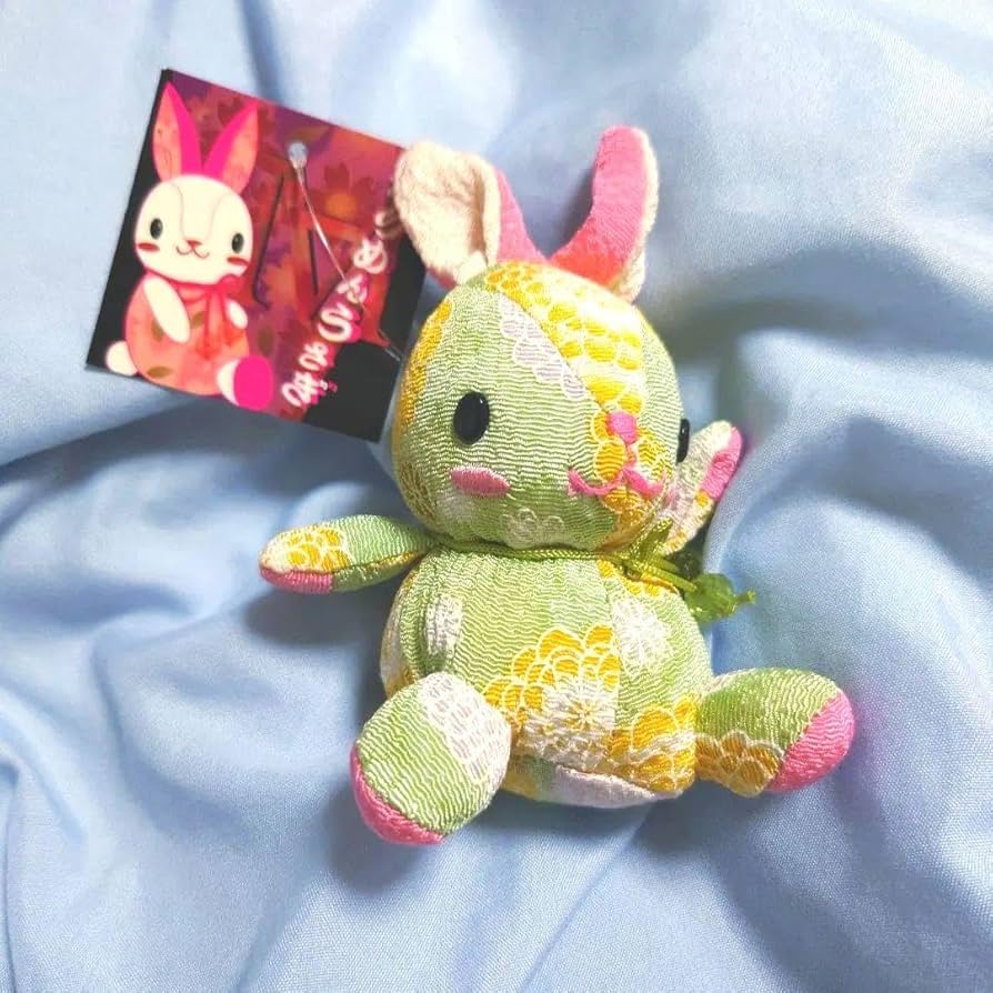 ぬいぐるみ　根付　キーホルダー　ちりめんベア　グリーン　新品未使用 BLAZE（手芸） ストラップ キュート くまちゃん ぬいぐるみ